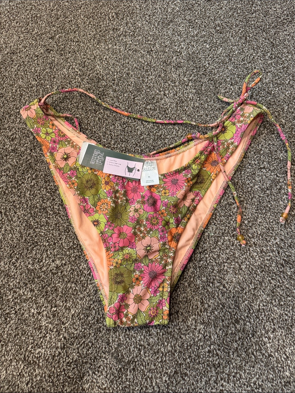 wild fable Floral Tie-Side Bikini Bottom in Pink, Green, Orange